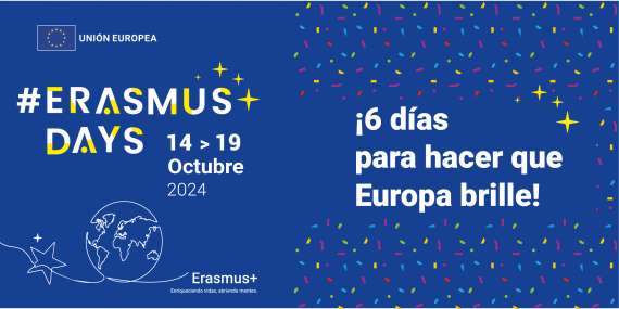 Del 14 al 19 de octubre se celebrarán los “Erasmus Days” 2024. seis días en los que compartir experiencias y difundir los logros y oportunidades que ofrece el programa Erasmus+.